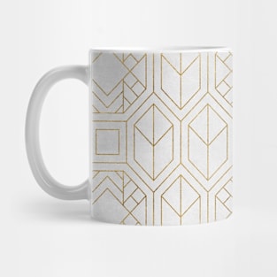 Elegant White and Gold Geo Pattern Mug